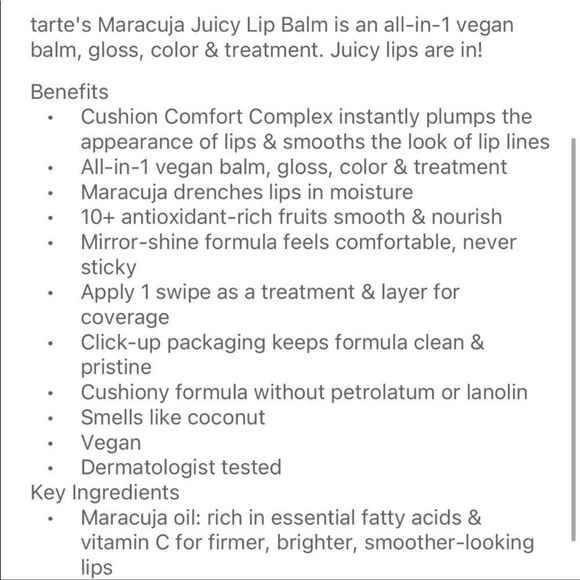 π$10 Tarte Maracuja Juicy Lip Balm Lipgloss In Rose - Picture 5 of 11